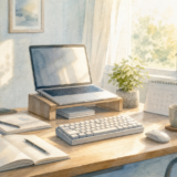 朝の仕事部屋でキーボードとノートPCが整えられたKeylog風アイキャッチ