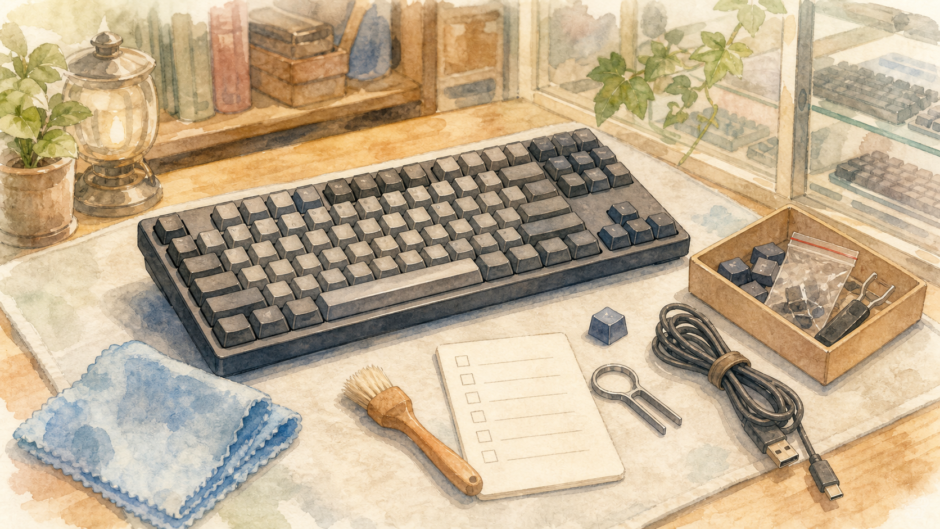 中古キーボードを状態確認しながら選ぶ水彩アイキャッチ