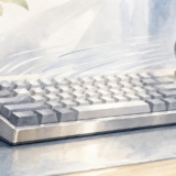 銀軸キーボードの浅い反応とスピード感をイメージした水彩イラスト